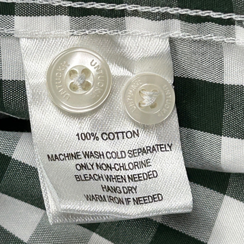Untuckit Button Down Shirt Mens XXL Green White Gingham Preppy Classic Casual - Picture 5 of 13